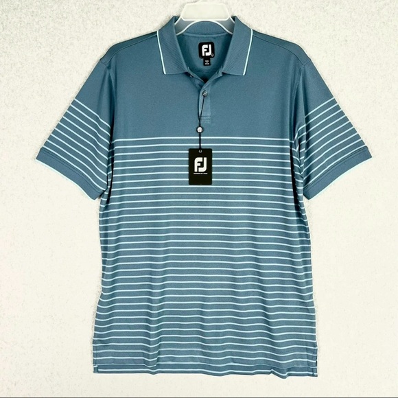 FootJoy Other - FootJoy FJ Shirt Mens Large Golf Polo Breton Stripe Short Sleeves Active Blue